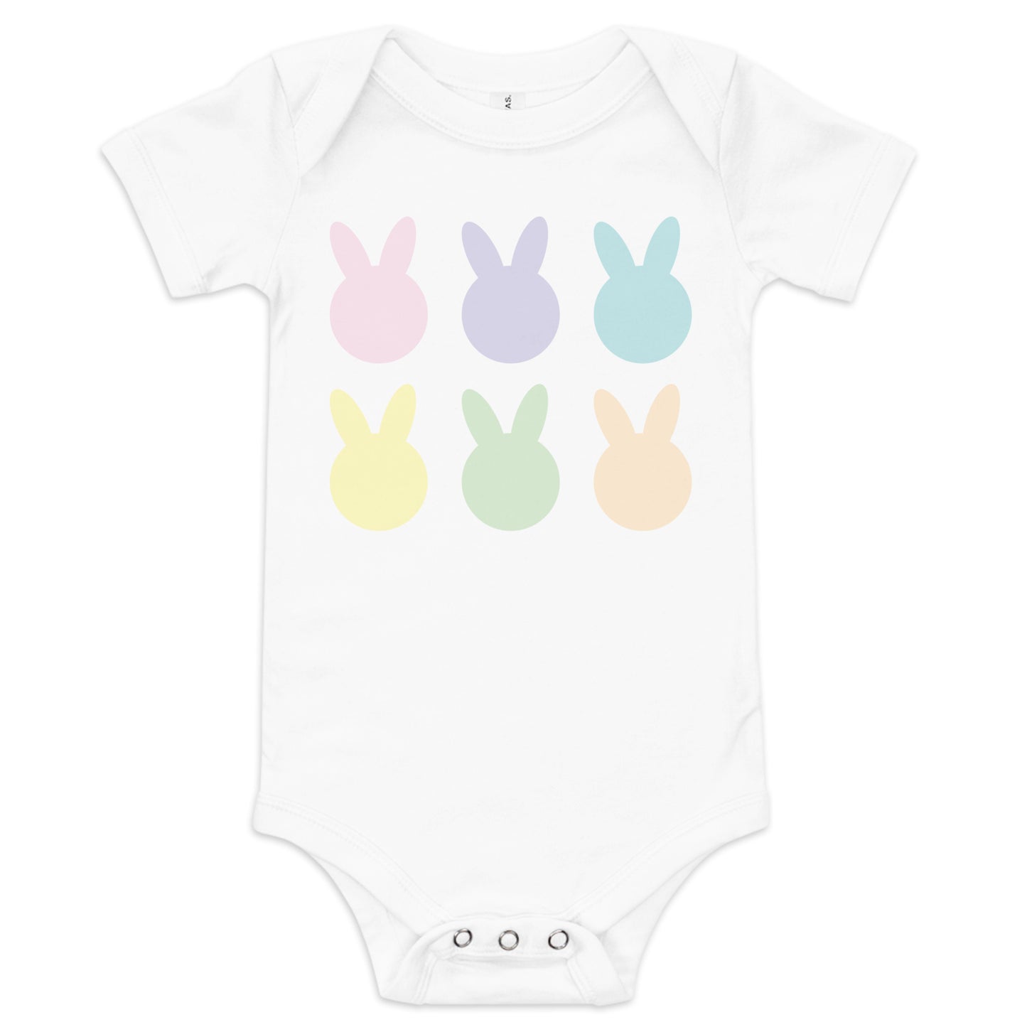 Pastel Bunny Head Baby short sleeve one piece