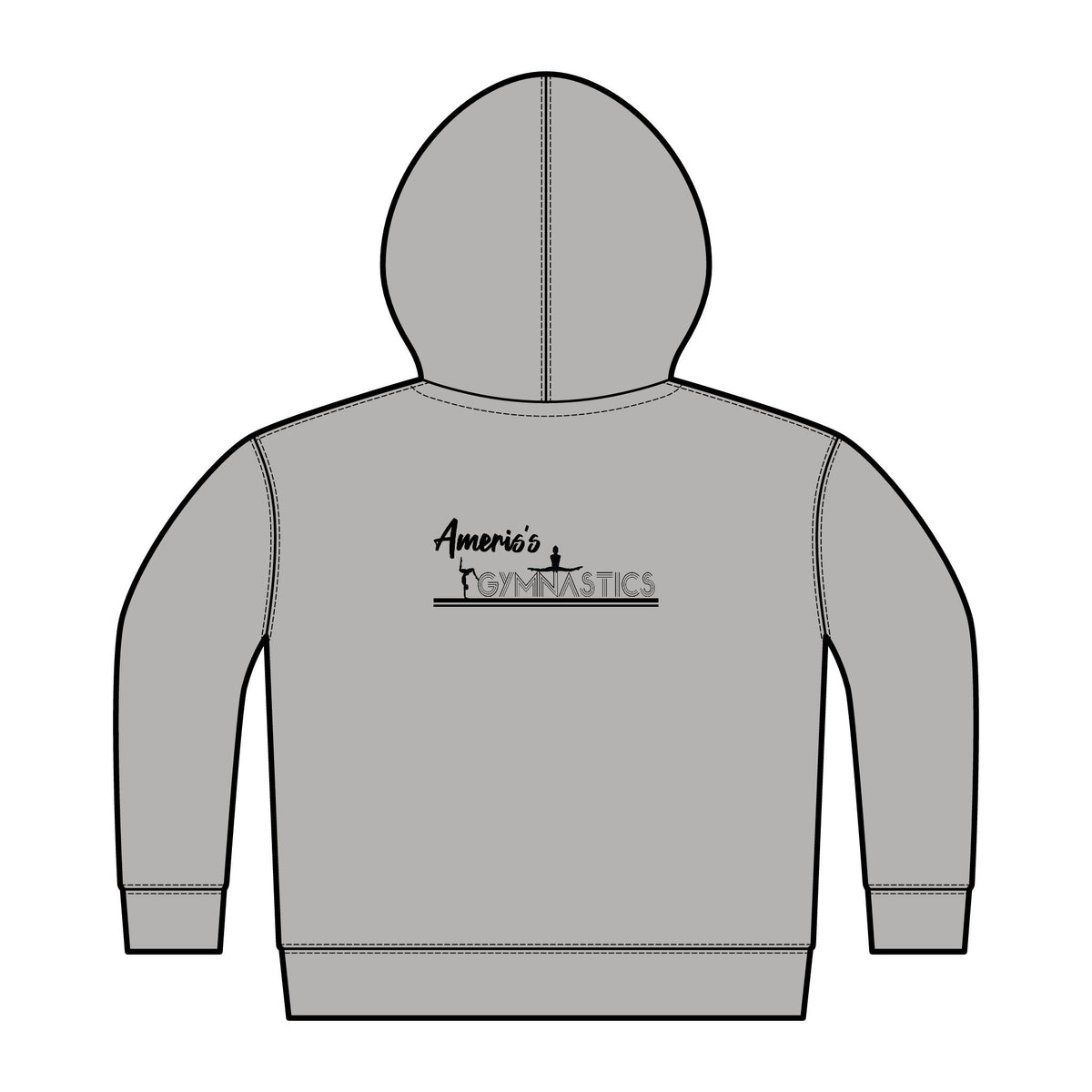 Toddler Zip Hoodie - 'Ameris's Gymnastics' Back Print, Kids Sports Fleece