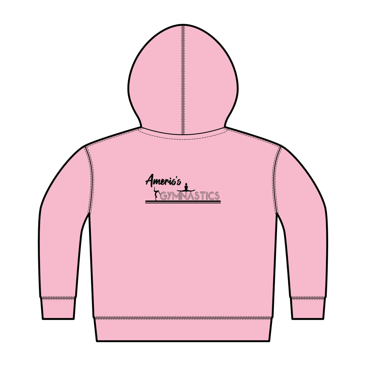 Toddler Zip Hoodie - 'Ameris's Gymnastics' Back Print, Kids Sports Fleece