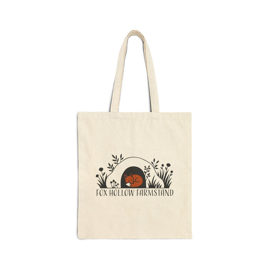 Canvas Tote Bag — Fox Hollow Farmstand Logo Organic Grocery Shopper