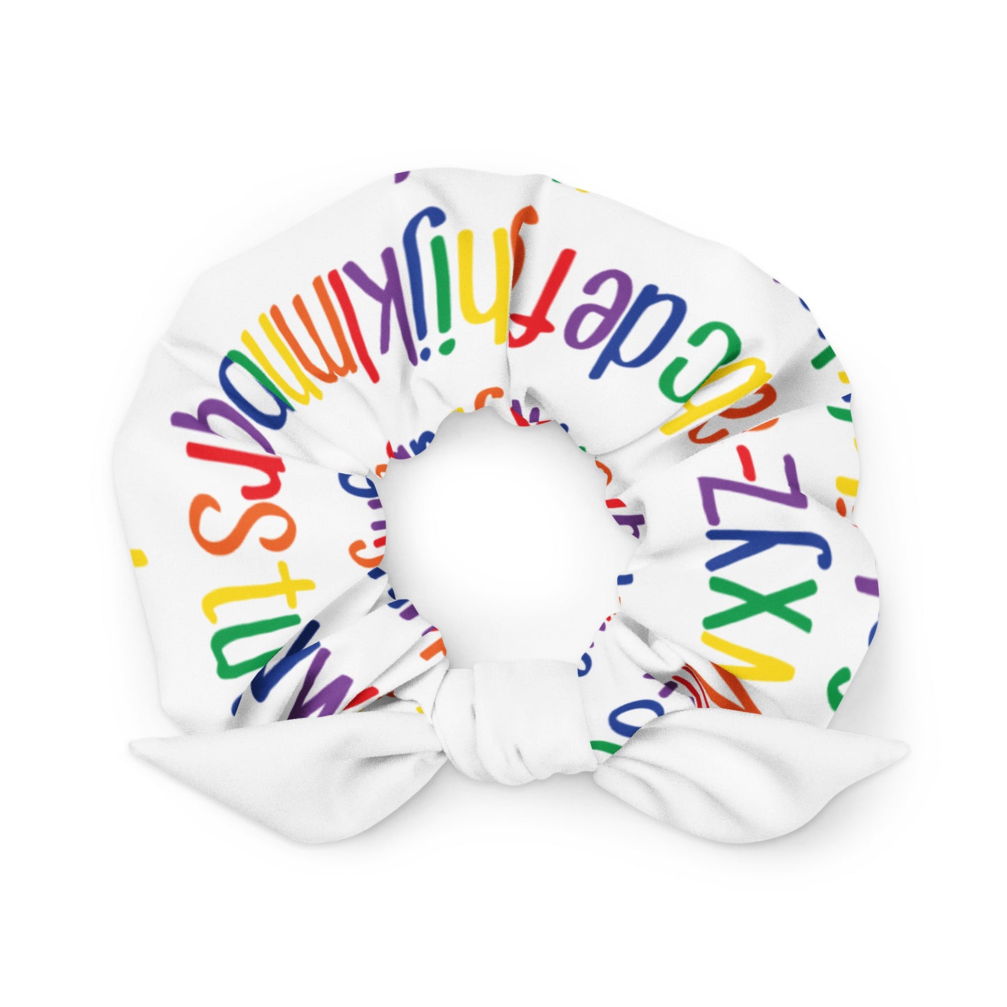 Alphabet Rainbow Recycled Scrunchie