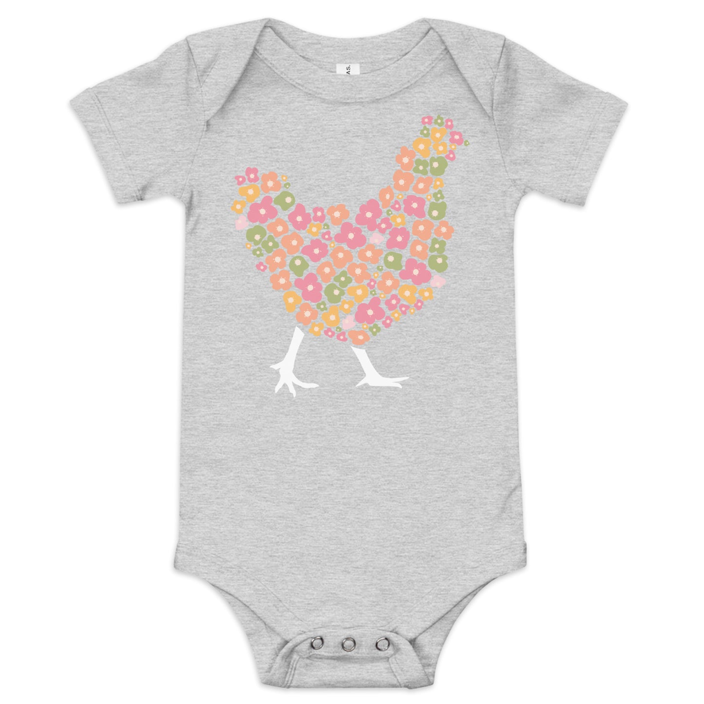 Floral Chicken Sillhouette Baby short sleeve one piece