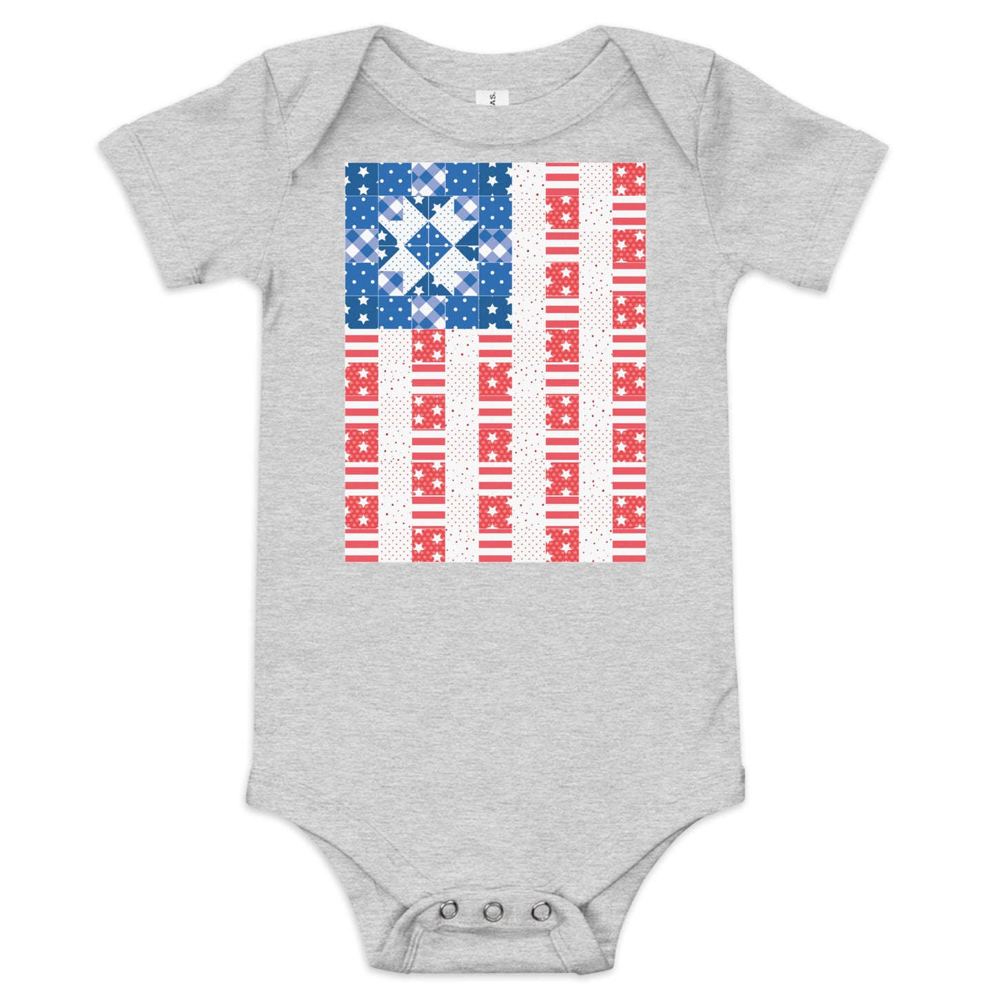 Quilt Block Americana Flag Baby short sleeve one piece