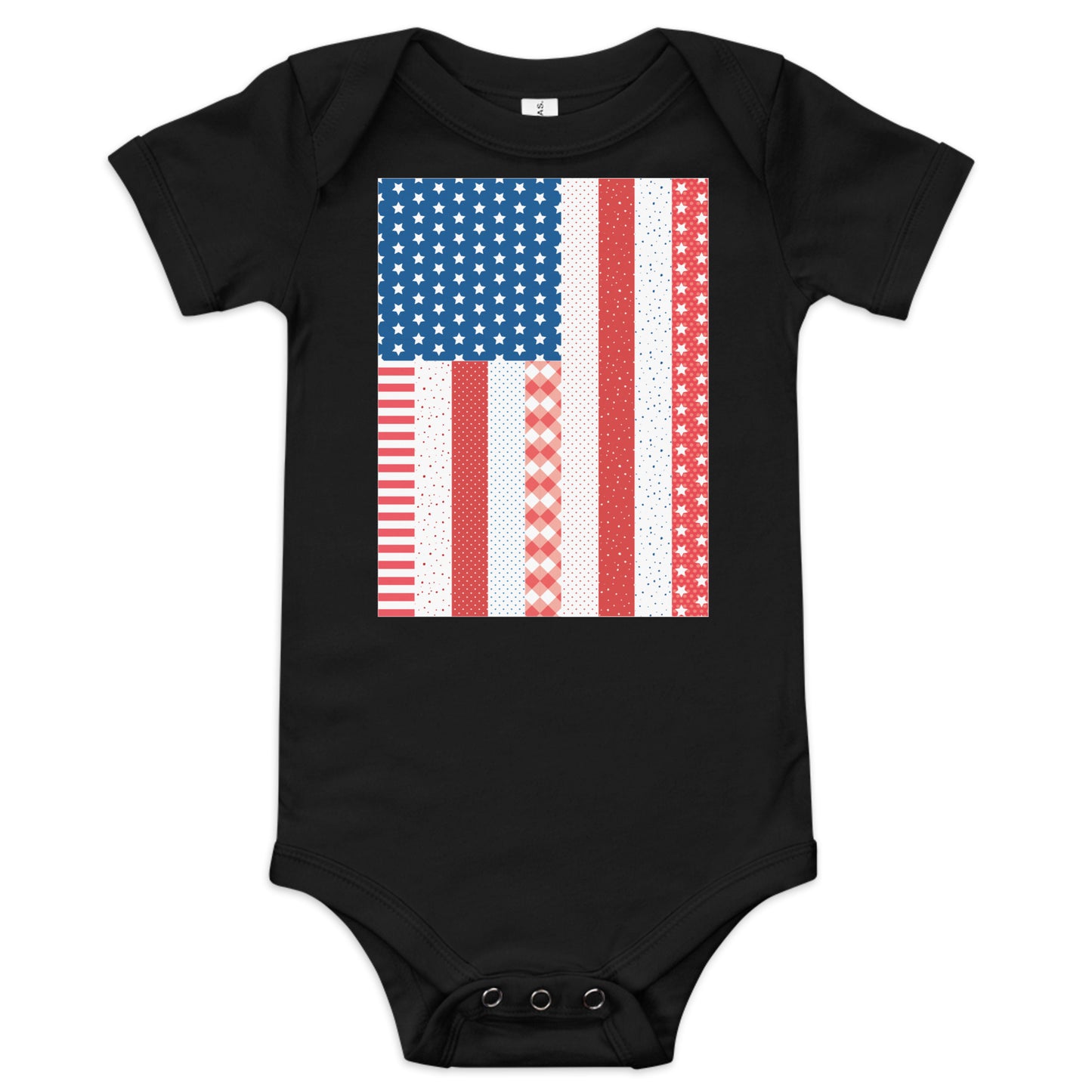 Quilt Block American Flag Baby short sleeve one piece