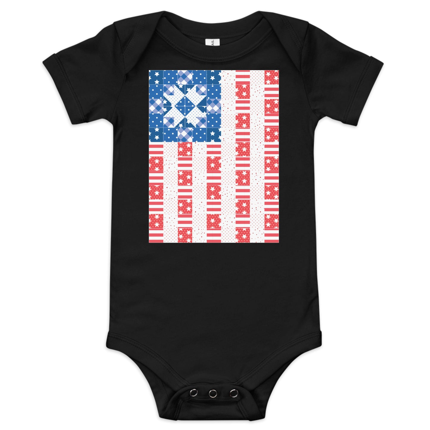 Quilt Block Americana Flag Baby short sleeve one piece