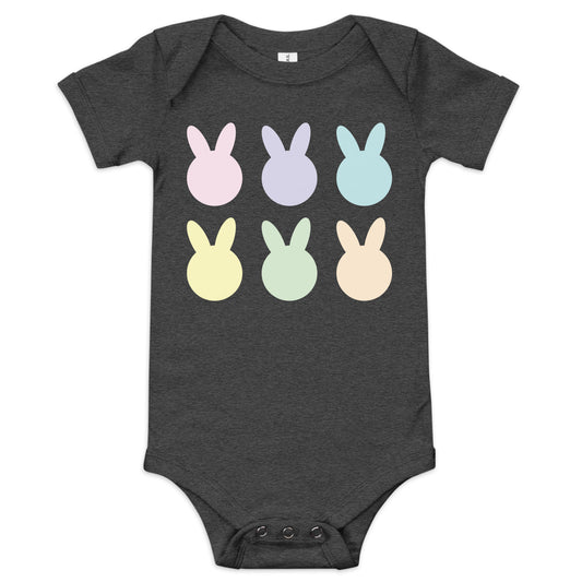 Pastel Bunny Head Baby short sleeve one piece