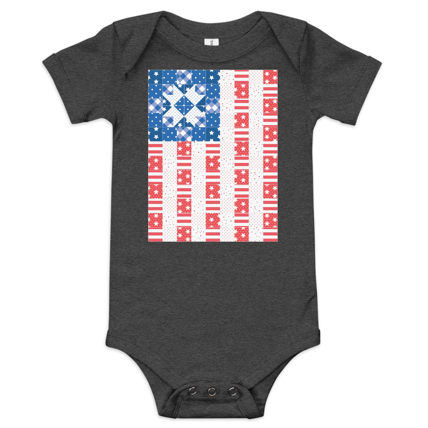 Quilt Block Americana Flag Baby short sleeve one piece