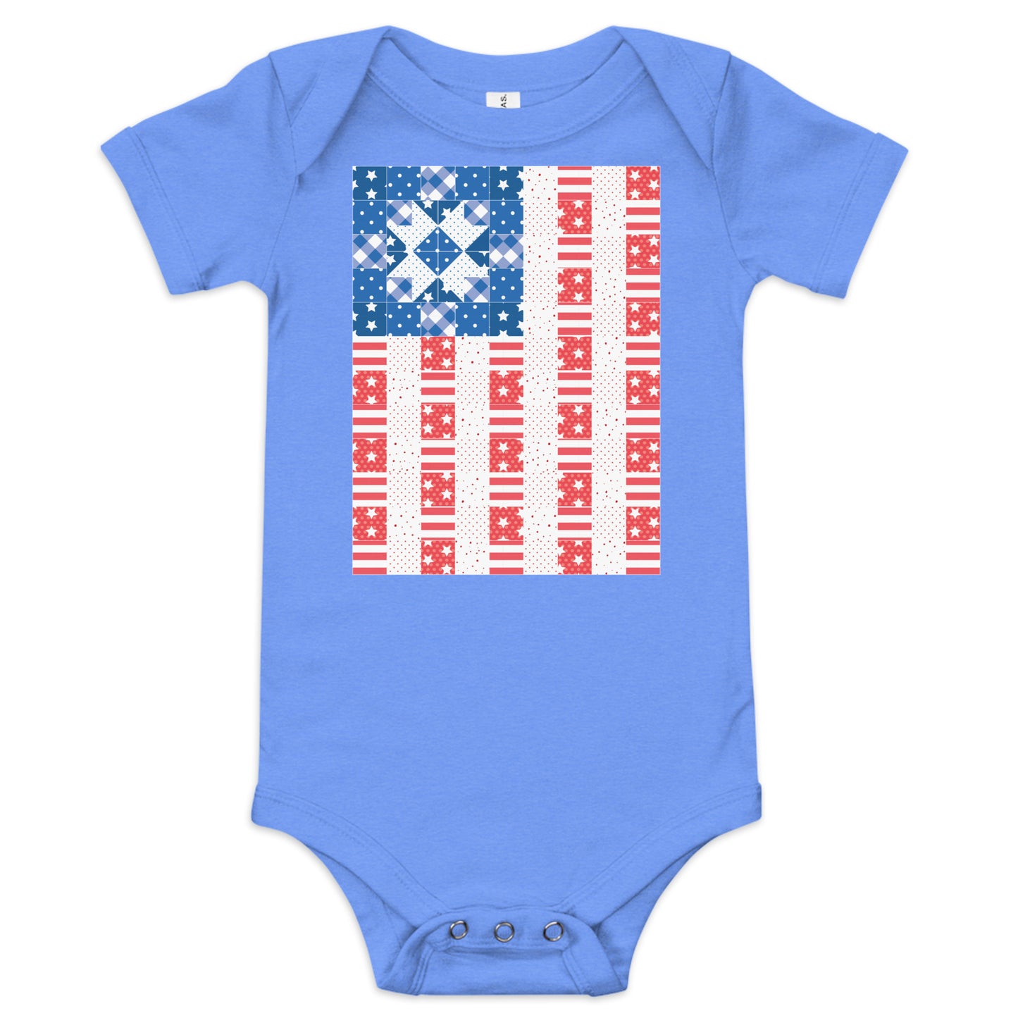 Quilt Block Americana Flag Baby short sleeve one piece