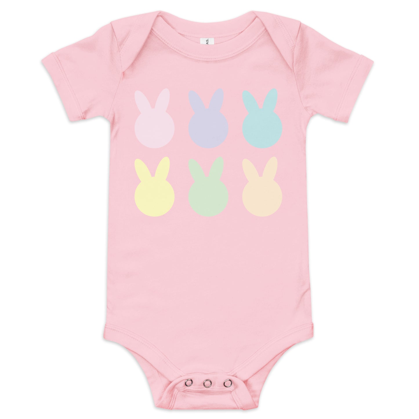 Pastel Bunny Head Baby short sleeve one piece