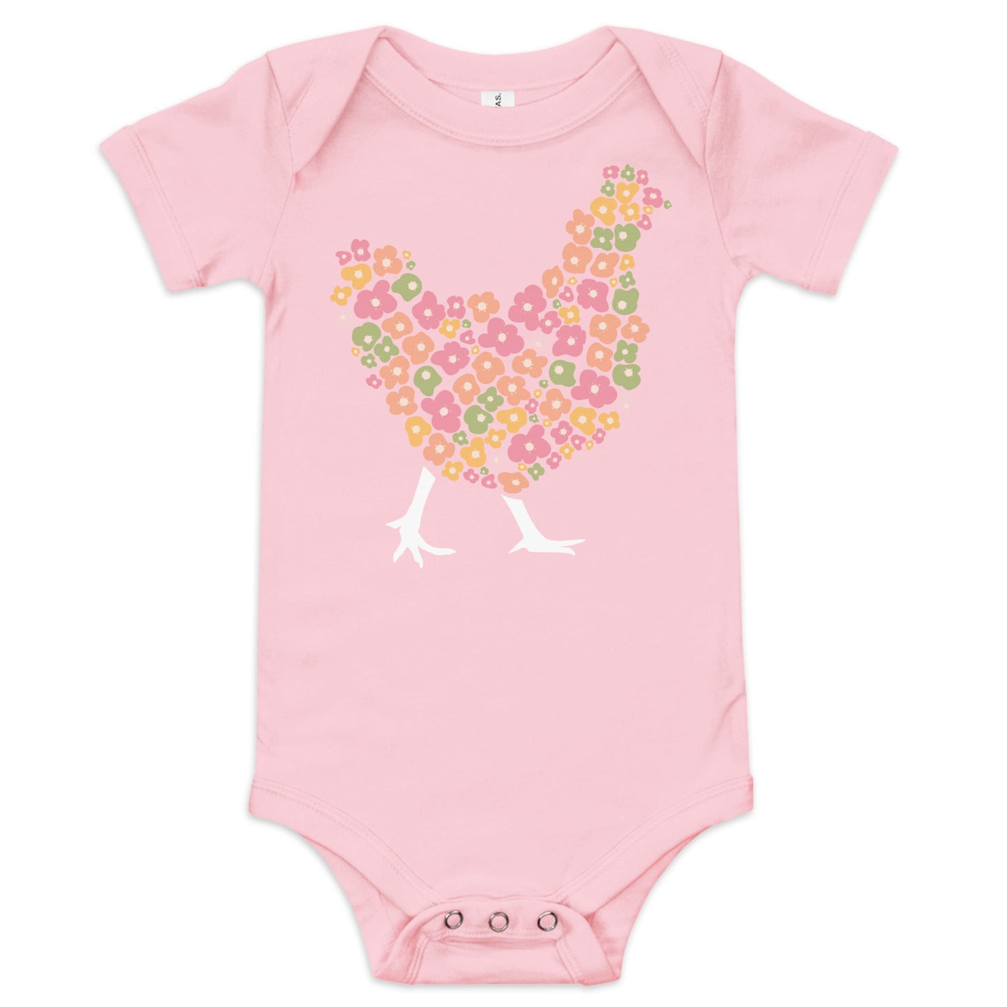 Floral Chicken Sillhouette Baby short sleeve one piece