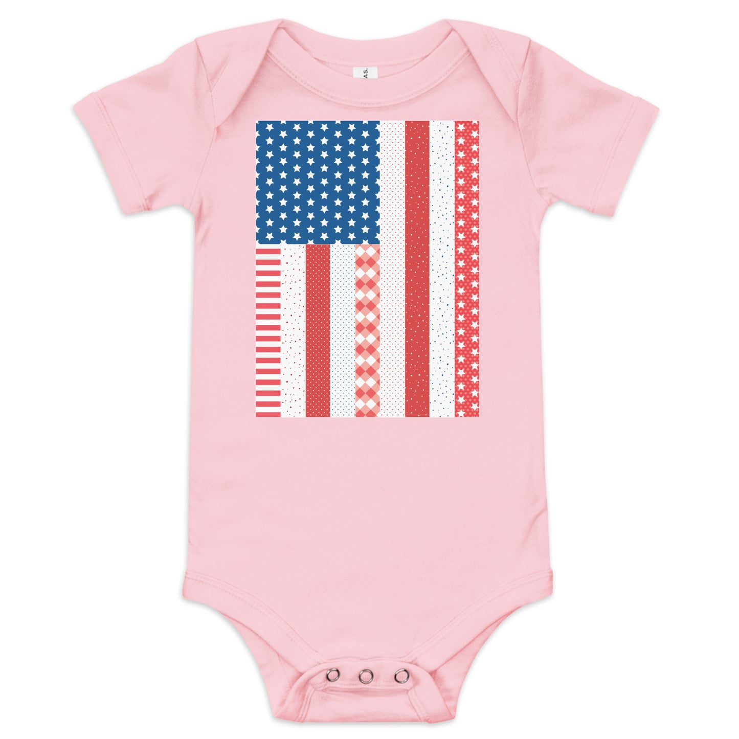 Quilt Block American Flag Baby short sleeve one piece