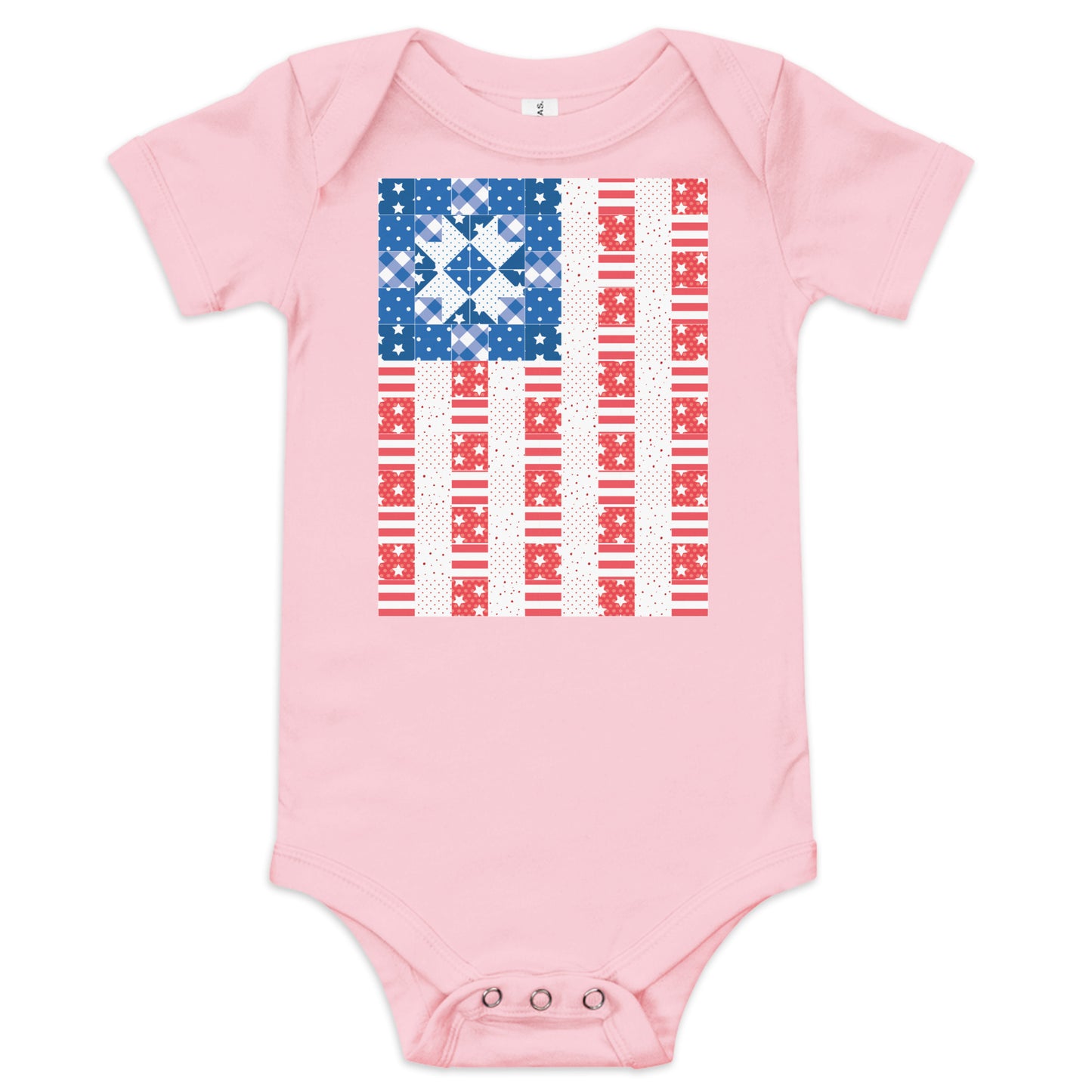 Quilt Block Americana Flag Baby short sleeve one piece