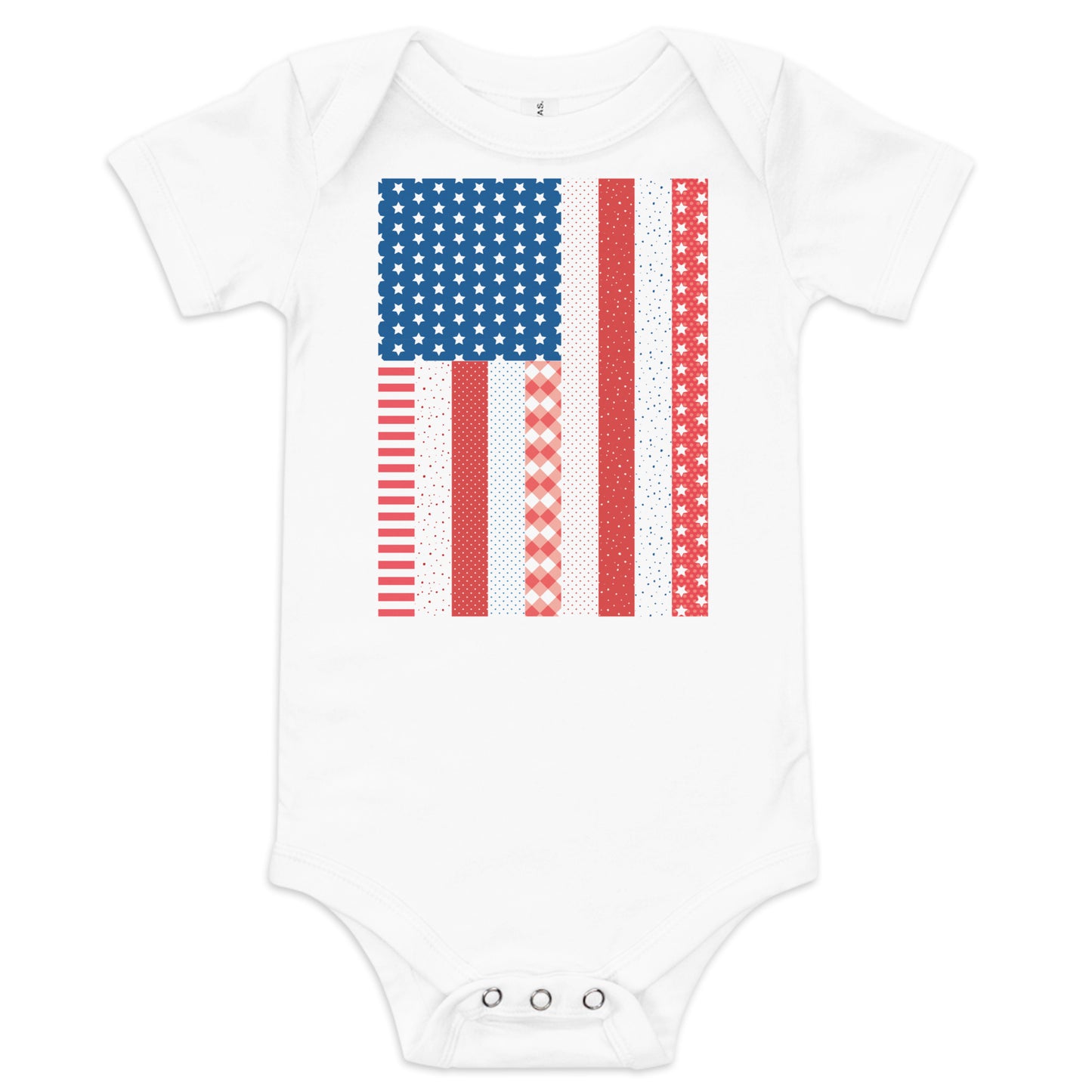 Quilt Block American Flag Baby short sleeve one piece