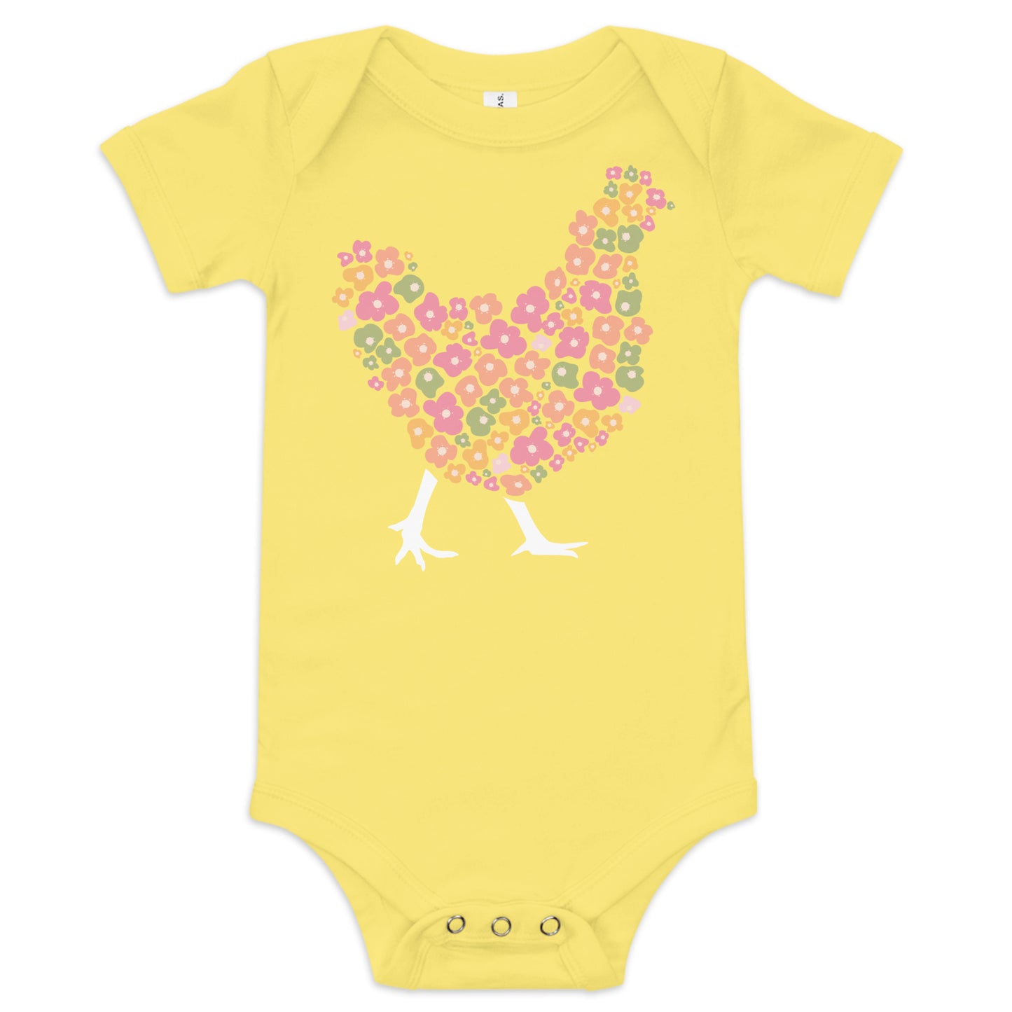 Floral Chicken Sillhouette Baby short sleeve one piece