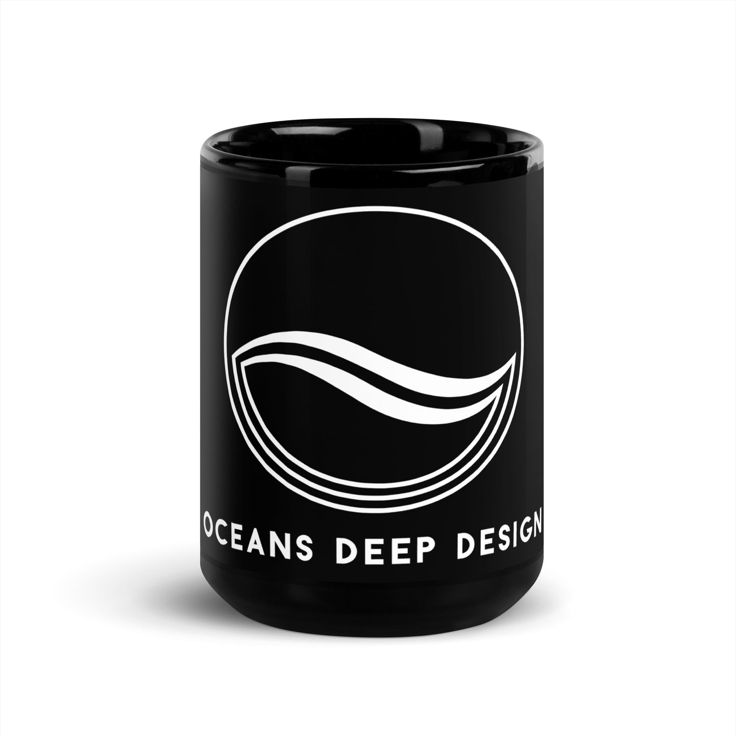 Oceans Deep Design Black Glossy Mug