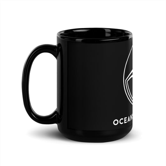 Oceans Deep Design Black Glossy Mug