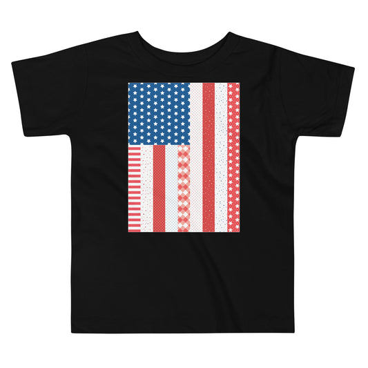 Quilt Block American Flag Toddler Short Sleeve Tee