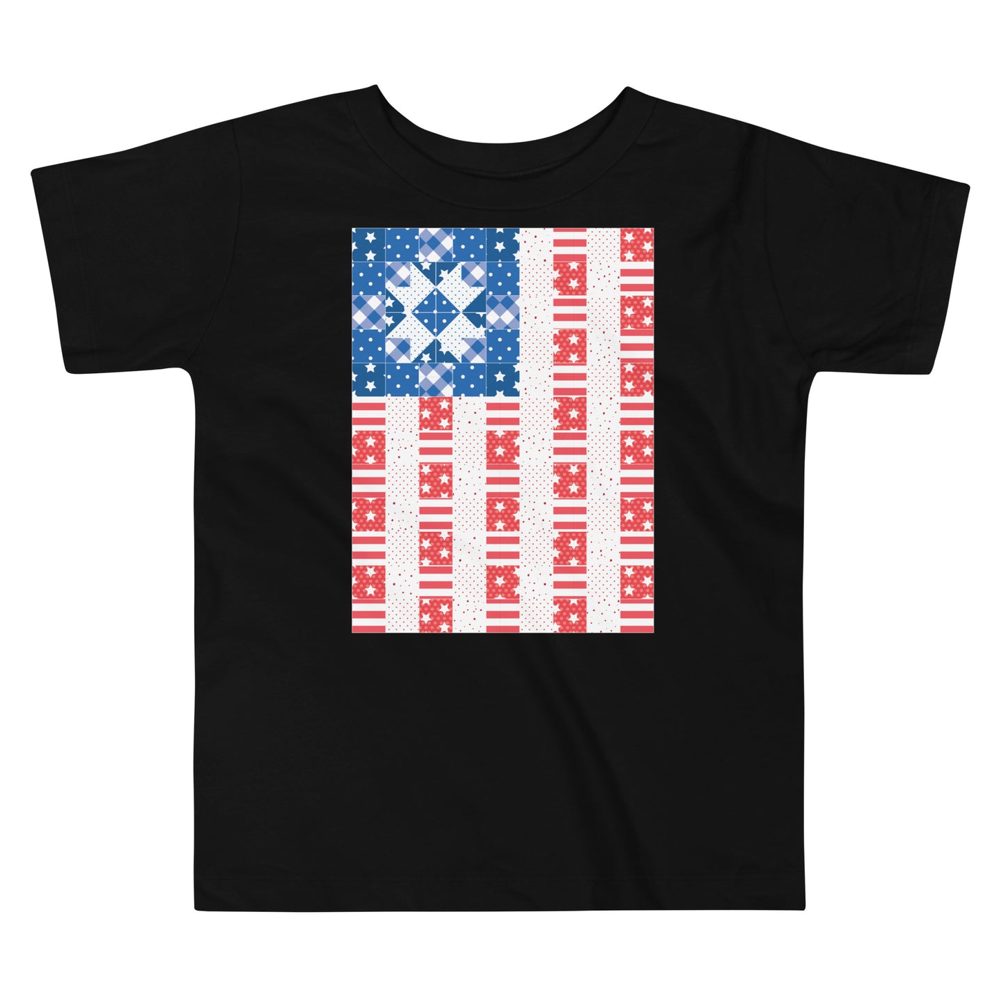 Quilt Block Americana Flag Toddler Short Sleeve Tee