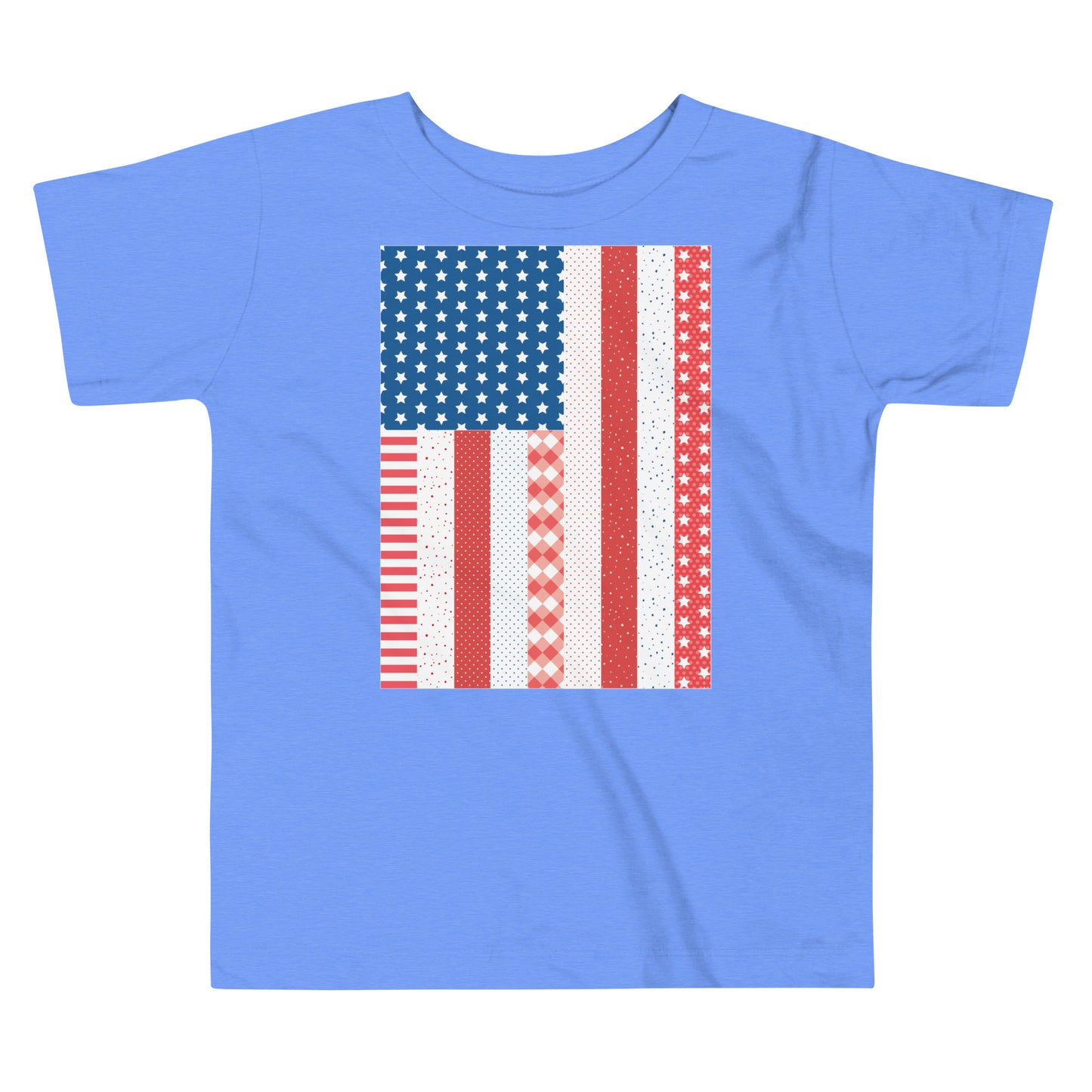 Quilt Block American Flag Toddler Short Sleeve Tee