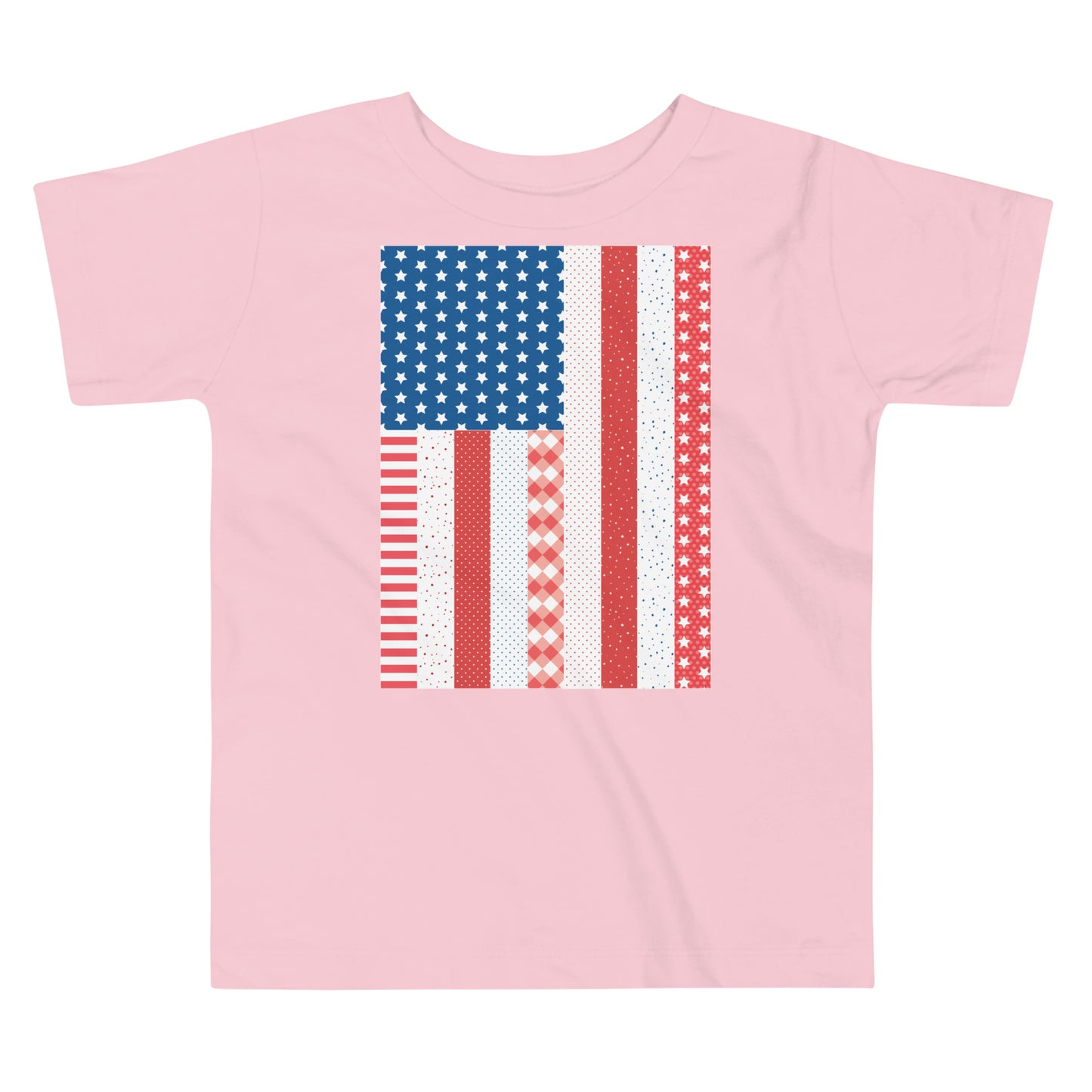 Quilt Block American Flag Toddler Short Sleeve Tee