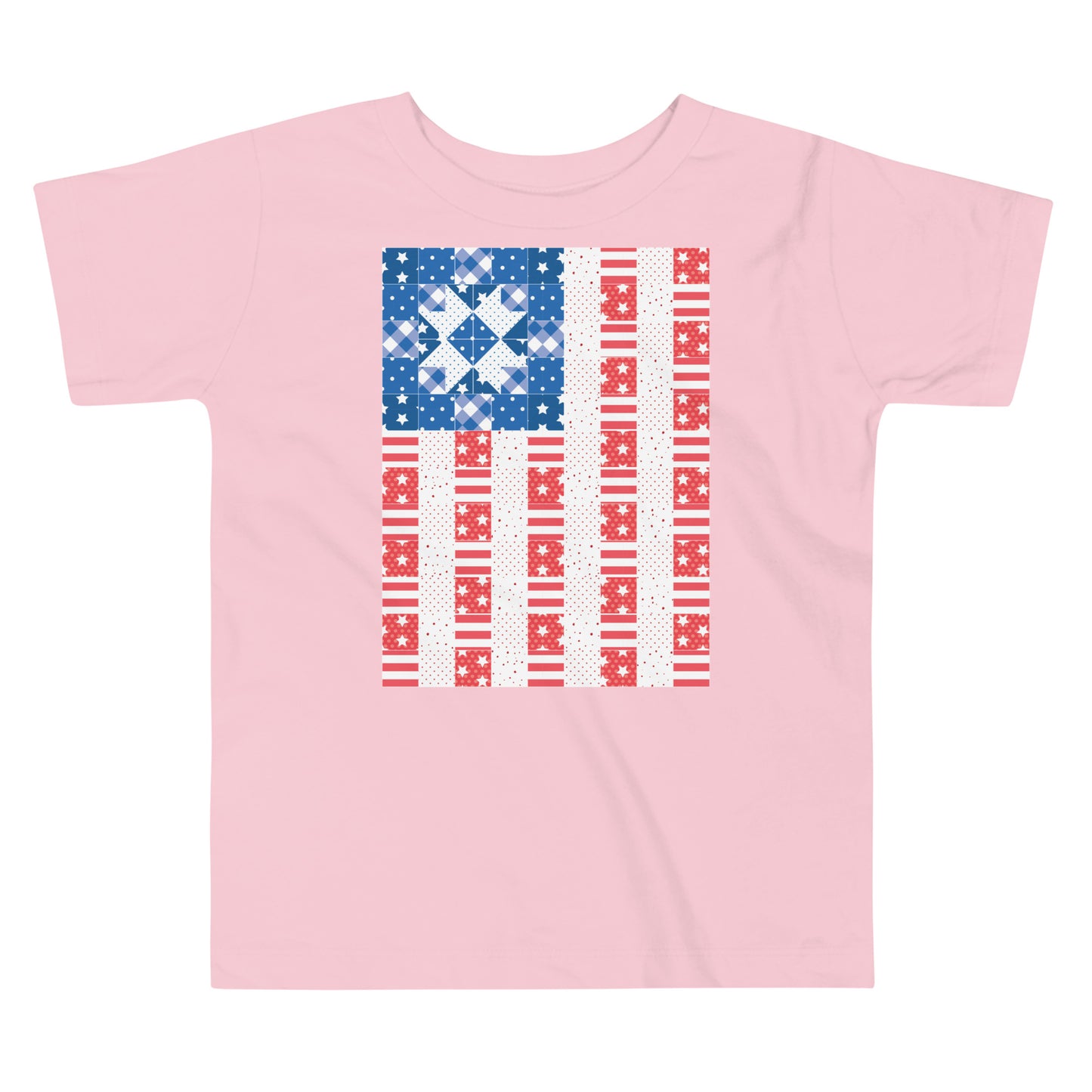 Quilt Block Americana Flag Toddler Short Sleeve Tee