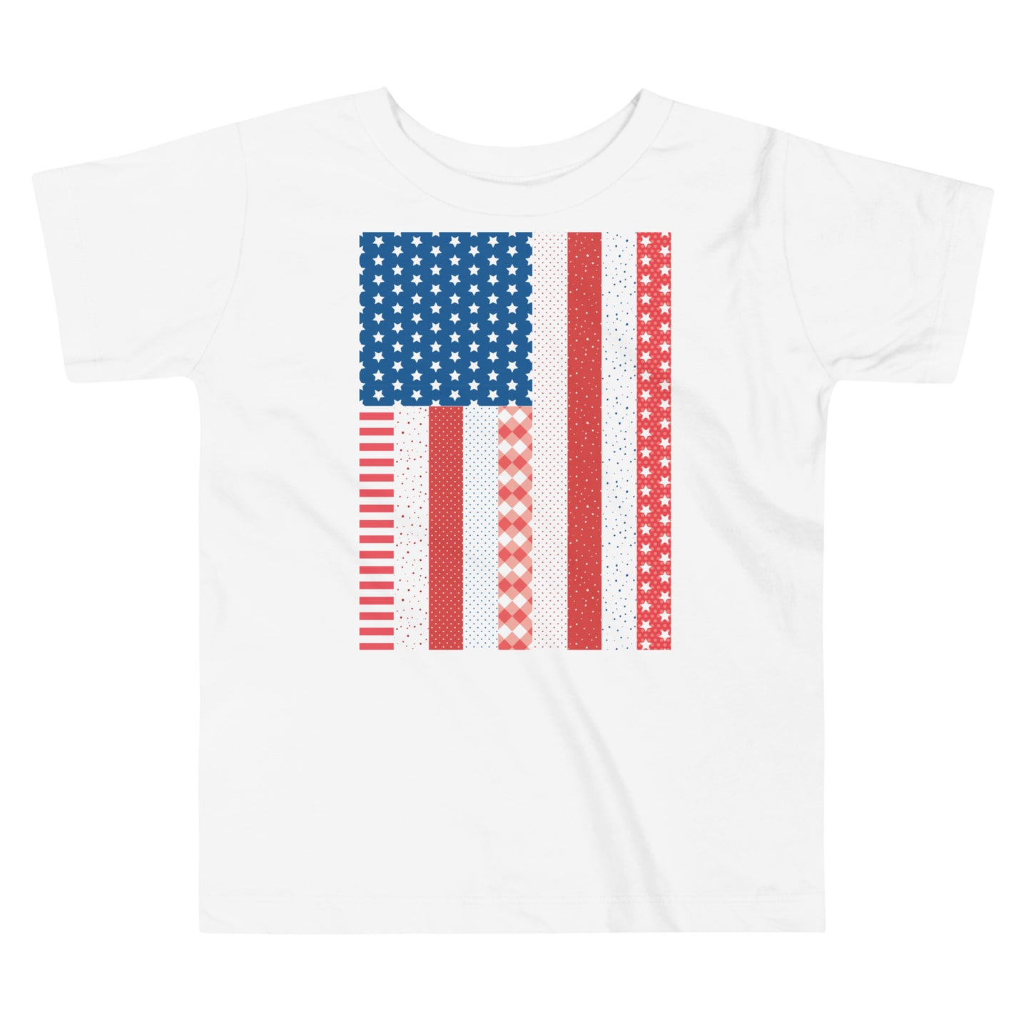 Quilt Block American Flag Toddler Short Sleeve Tee