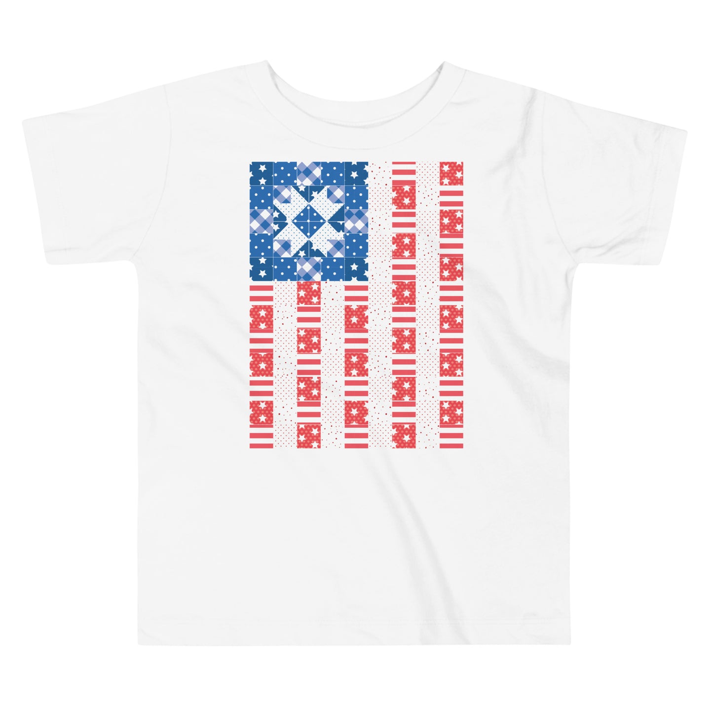 Quilt Block Americana Flag Toddler Short Sleeve Tee