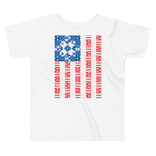 Quilt Block Americana Flag Toddler Short Sleeve Tee