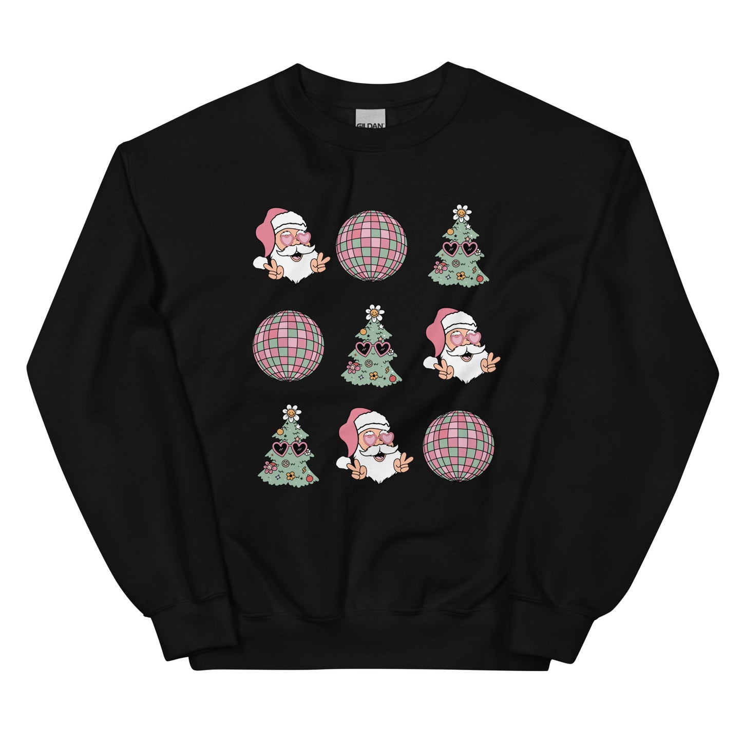 Pink Retro Disco Santa Unisex Sweatshirt