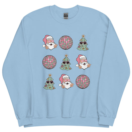 Retro Disco Santa Pattern Unisex Sweatshirt