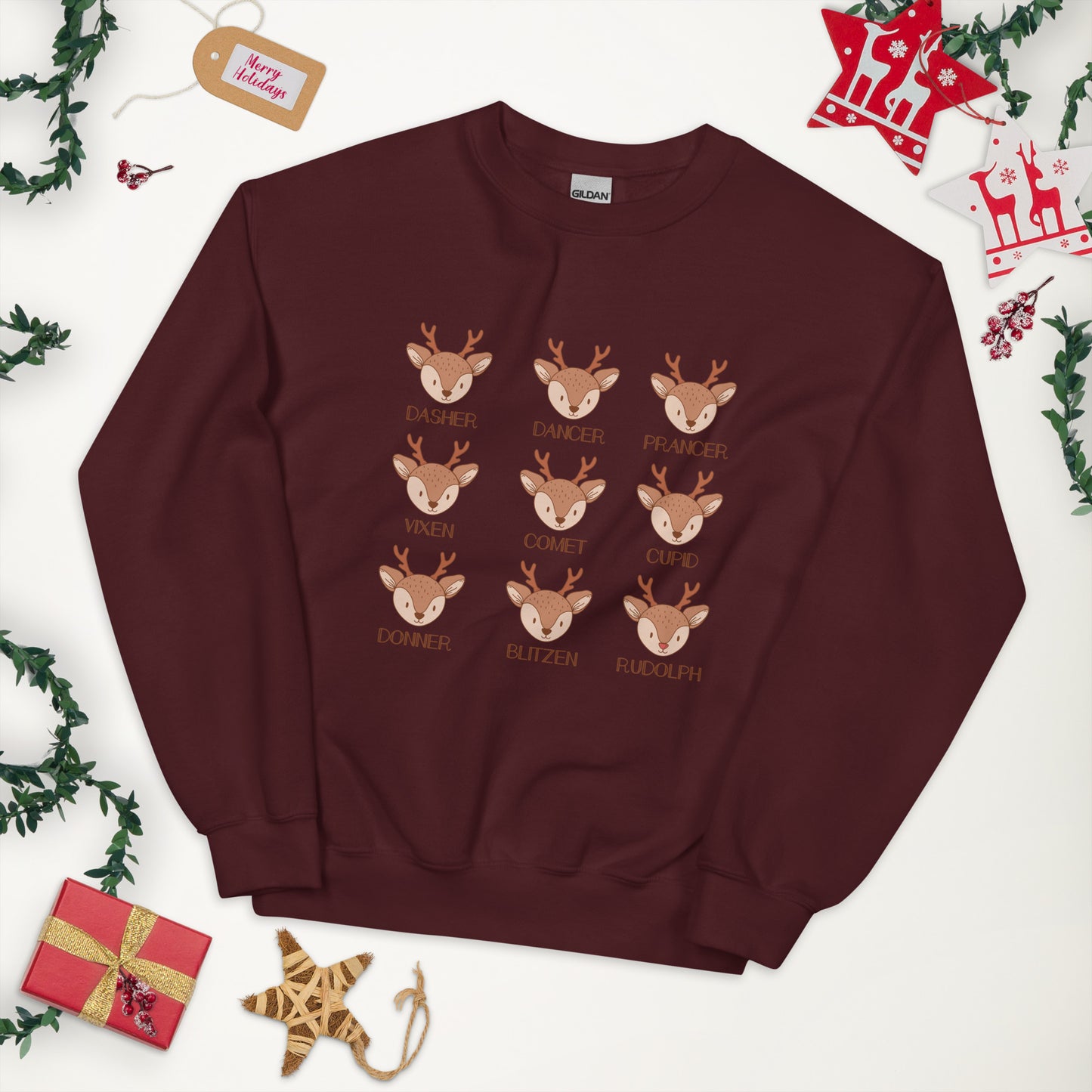 Reindeer Retro Christmas Unisex Sweatshirt