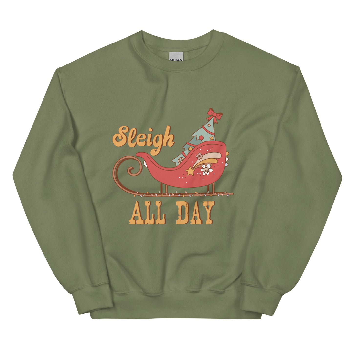 Sleigh All Day Retro Christmas Unisex Sweatshirt