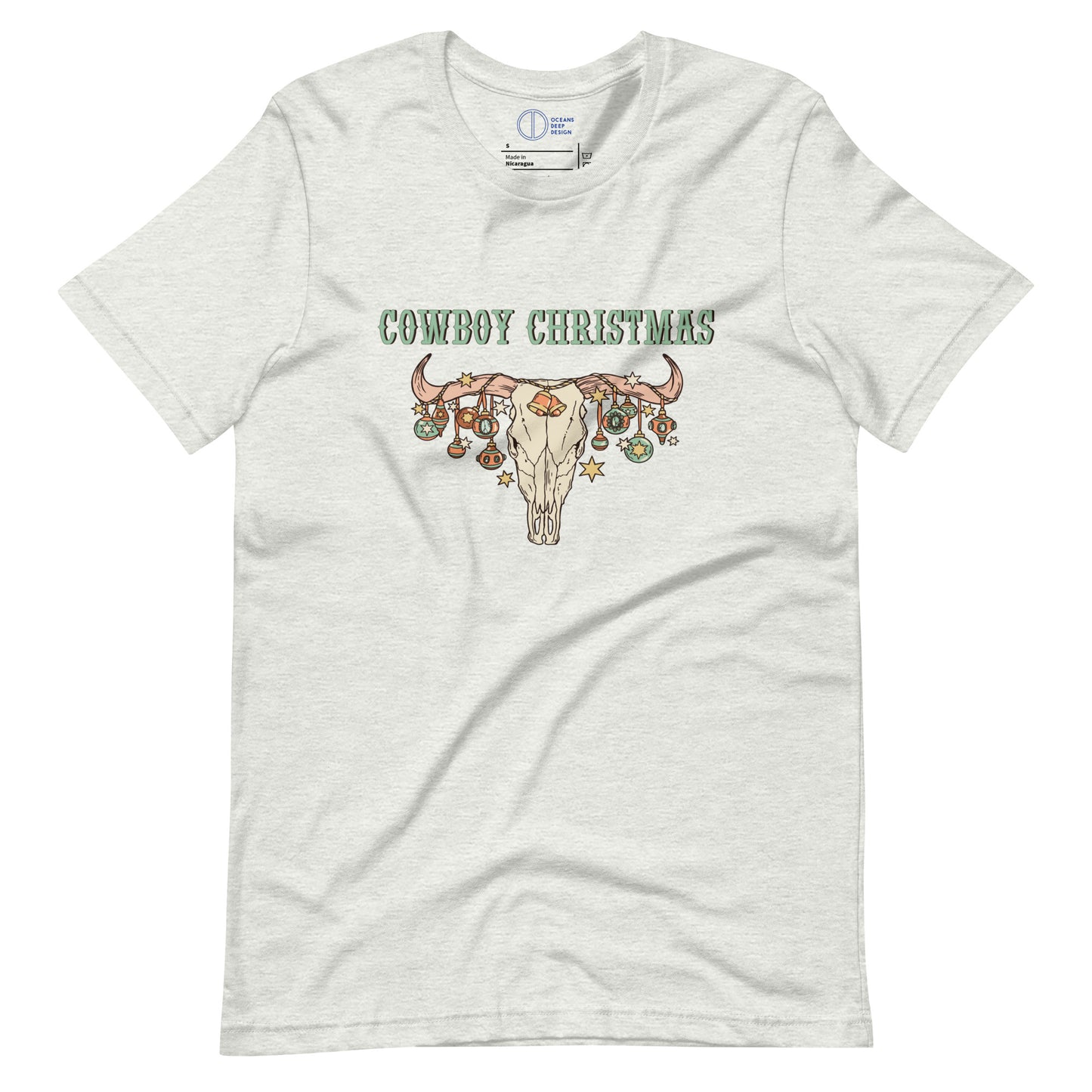 Cowboy Christmas Skull with Baubles - Unisex t-shirt