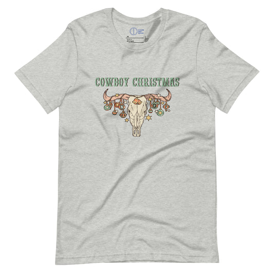 Cowboy Christmas Skull with Baubles - Unisex t-shirt