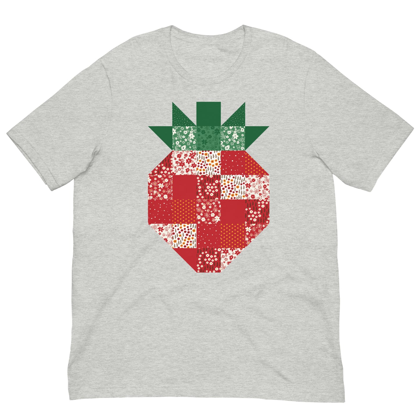 Strawberry Quilt Block Floral Pattern Unisex t-shirt