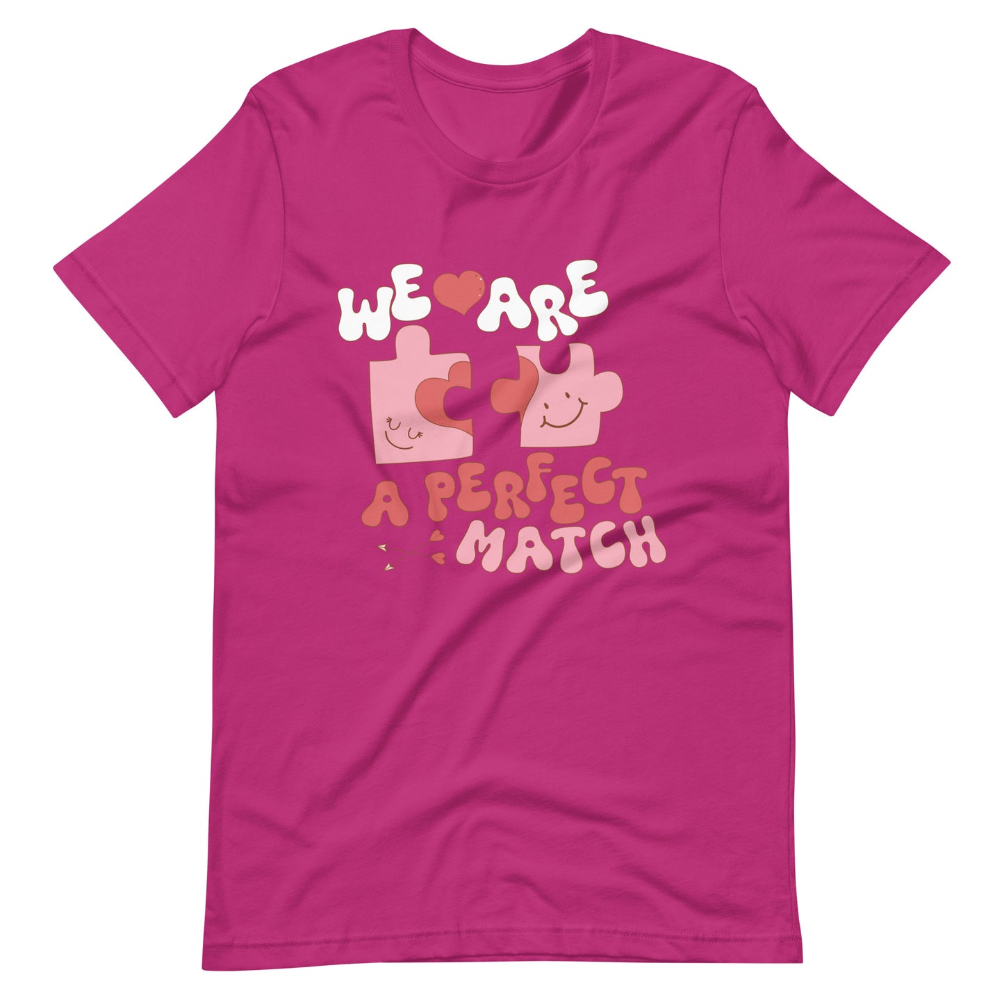 We Are A Perfect Match Retro Puzzle Cute Valentine Unisex t-shirt