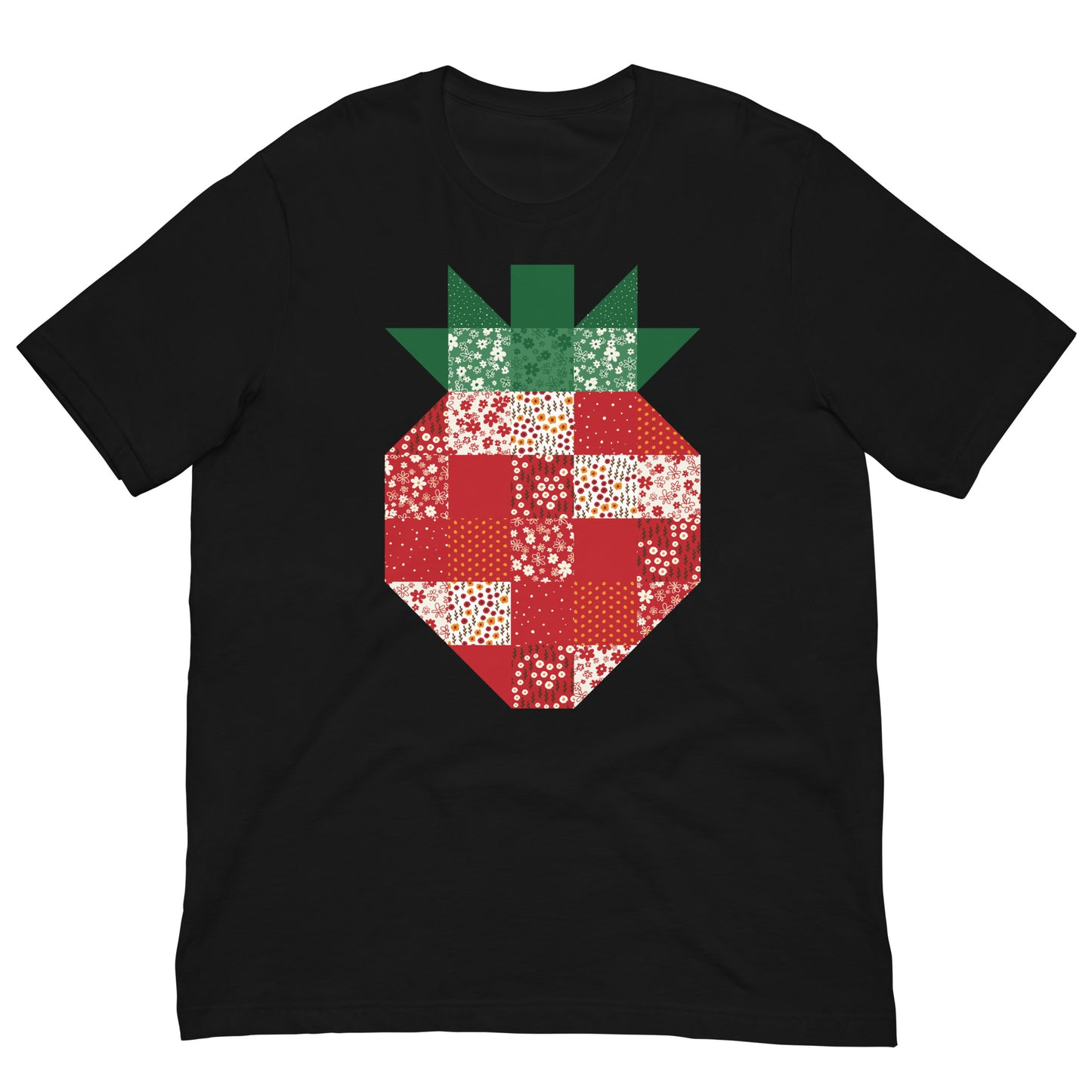 Strawberry Quilt Block Floral Pattern Unisex t-shirt