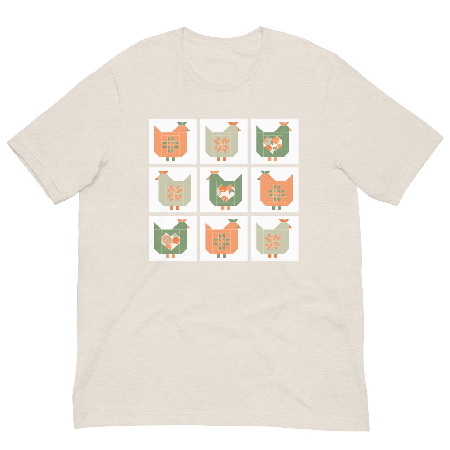 Chicken Quilt Block Peach Pattern Unisex t-shirt