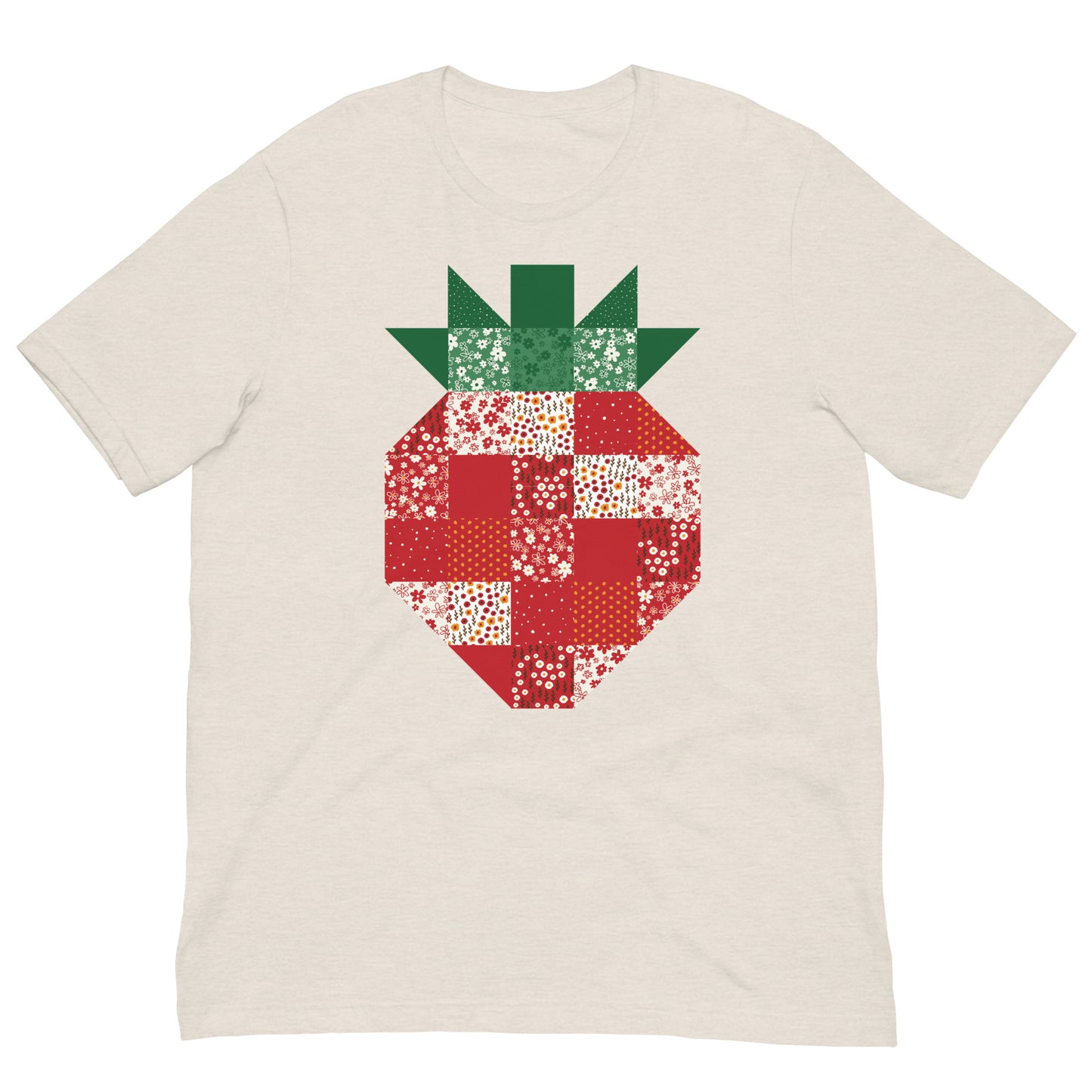 Strawberry Quilt Block Floral Pattern Unisex t-shirt