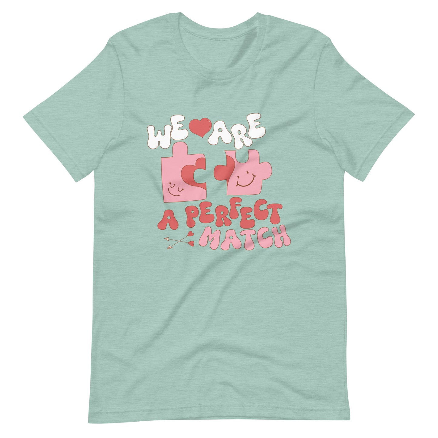 We Are A Perfect Match Retro Puzzle Cute Valentine Unisex t-shirt