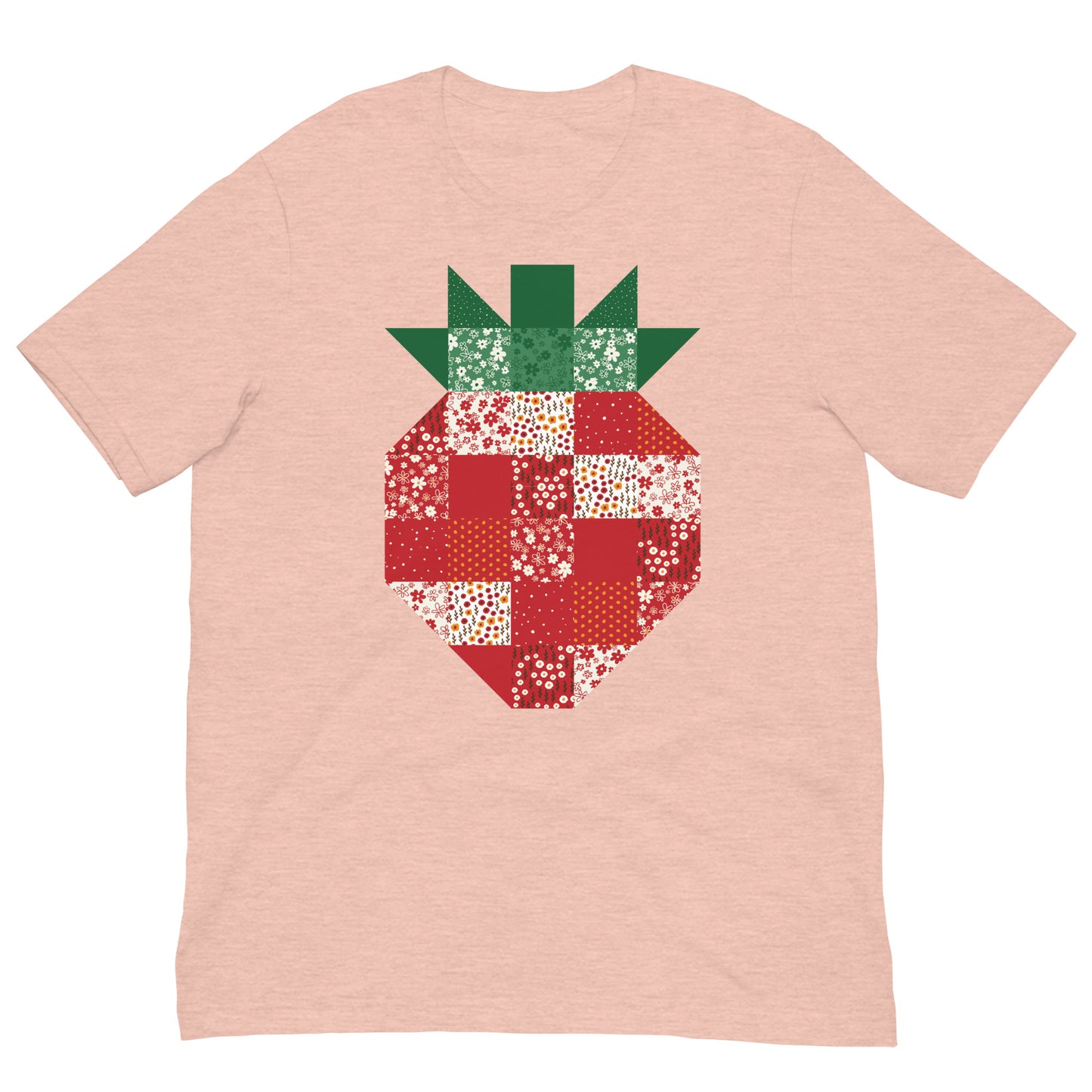 Strawberry Quilt Block Floral Pattern Unisex t-shirt