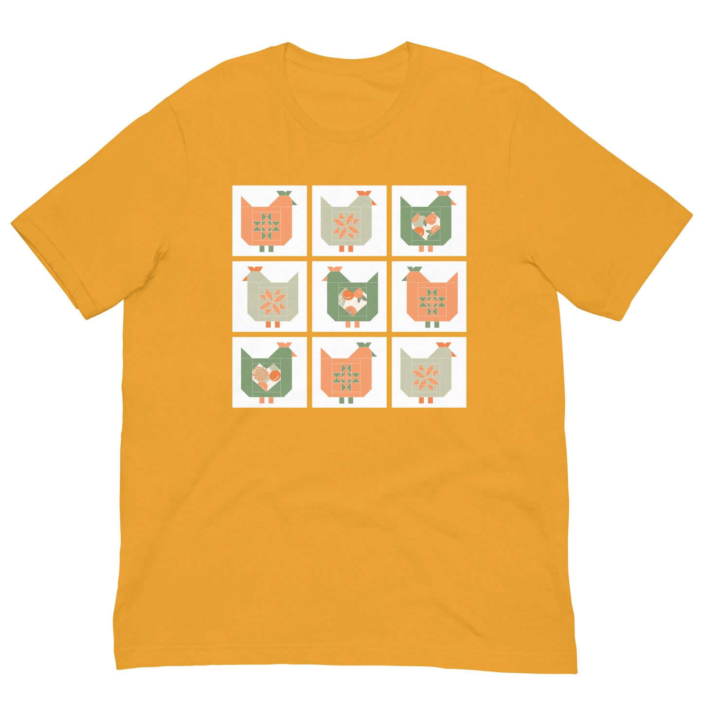 Chicken Quilt Block Peach Pattern Unisex t-shirt