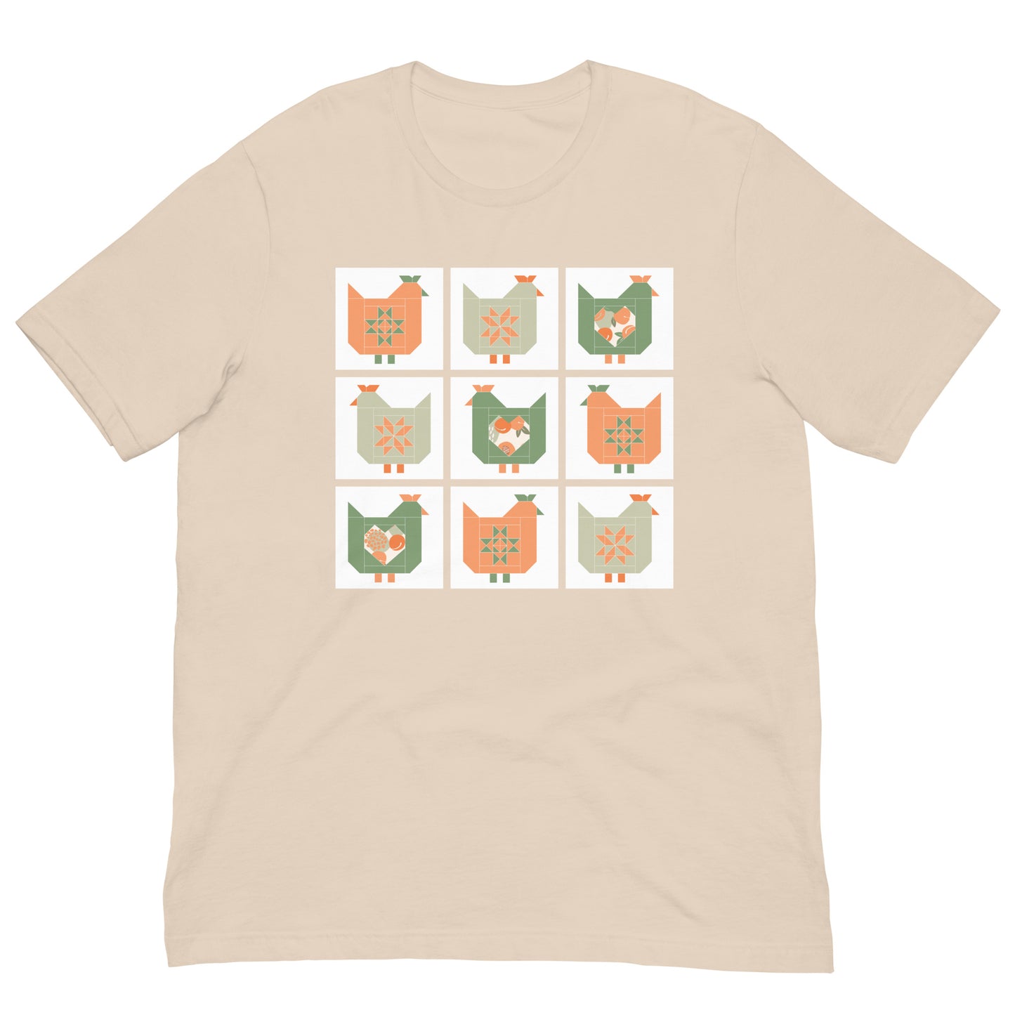 Chicken Quilt Block Peach Pattern Unisex t-shirt