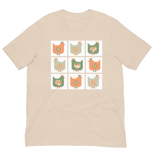 Chicken Quilt Block Peach Pattern Unisex t-shirt