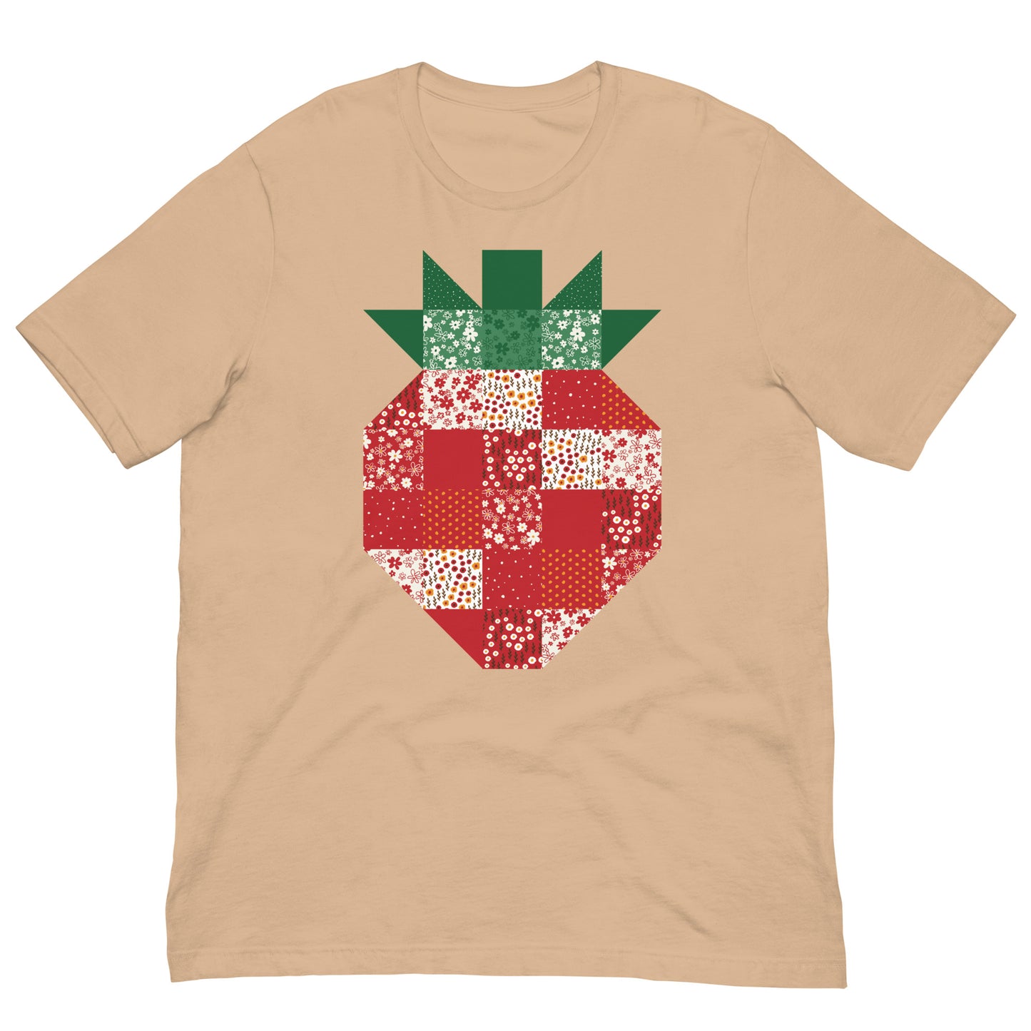 Strawberry Quilt Block Floral Pattern Unisex t-shirt