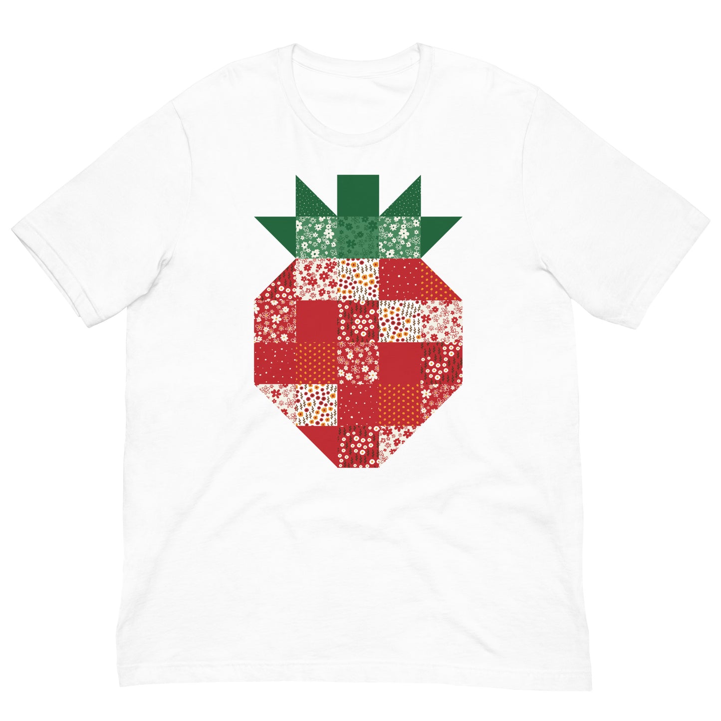 Strawberry Quilt Block Floral Pattern Unisex t-shirt