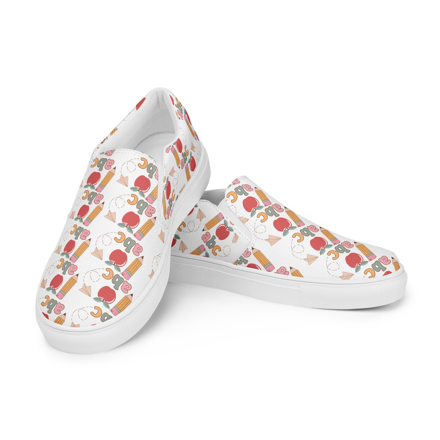 Teacher Apple Pencil Ruler Women’s slip-on canvas shoes