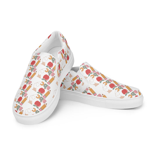 Teacher Apple Pencil Ruler Women’s slip-on canvas shoes