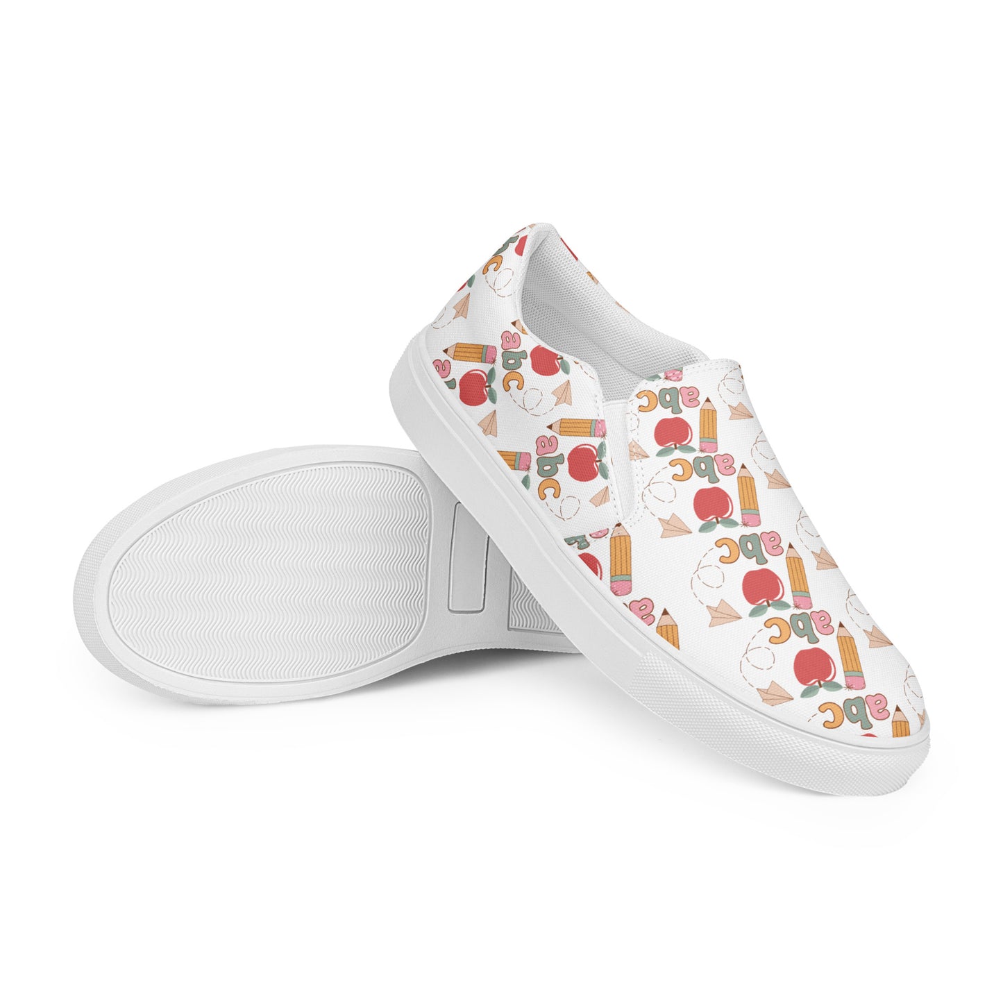 Teacher Apple Pencil Ruler Women’s slip-on canvas shoes