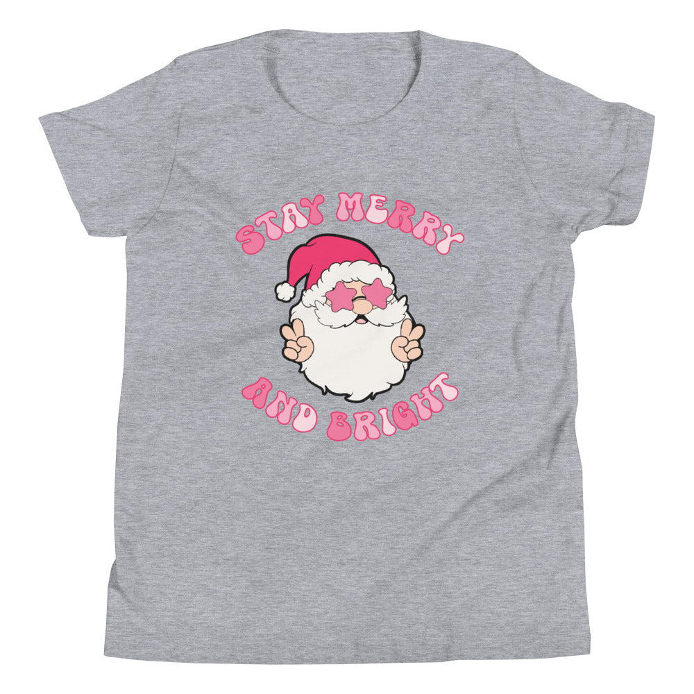 Stay Merry and Bright Groovy Santa Youth Short Sleeve T-Shirt